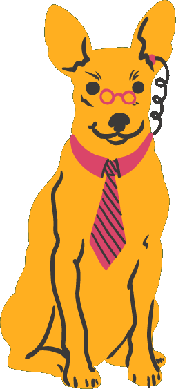 Some Grub chihuahua character in a tie